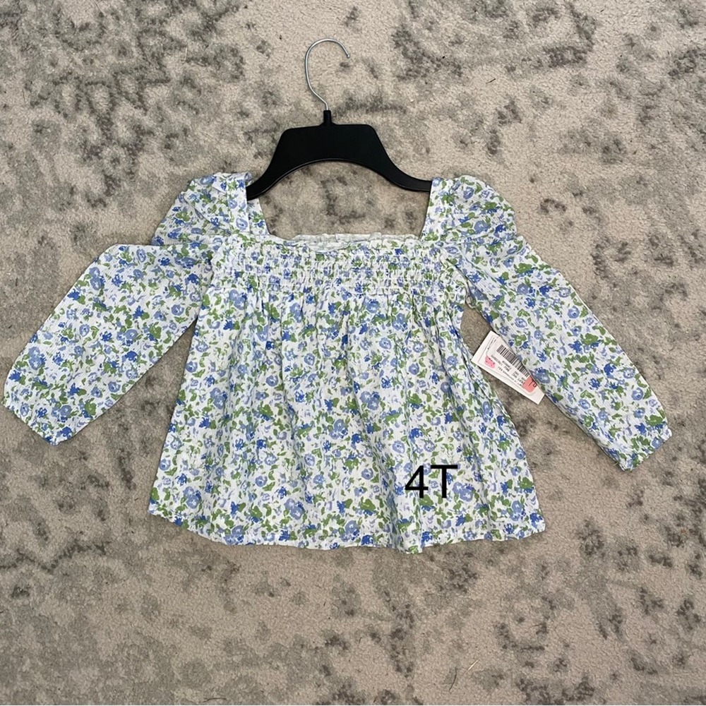 Chelsea & Violet NWT girls woven long sleeved smocked top sisters